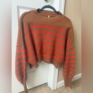 Free People Camel Ribbed Knit Sweater
